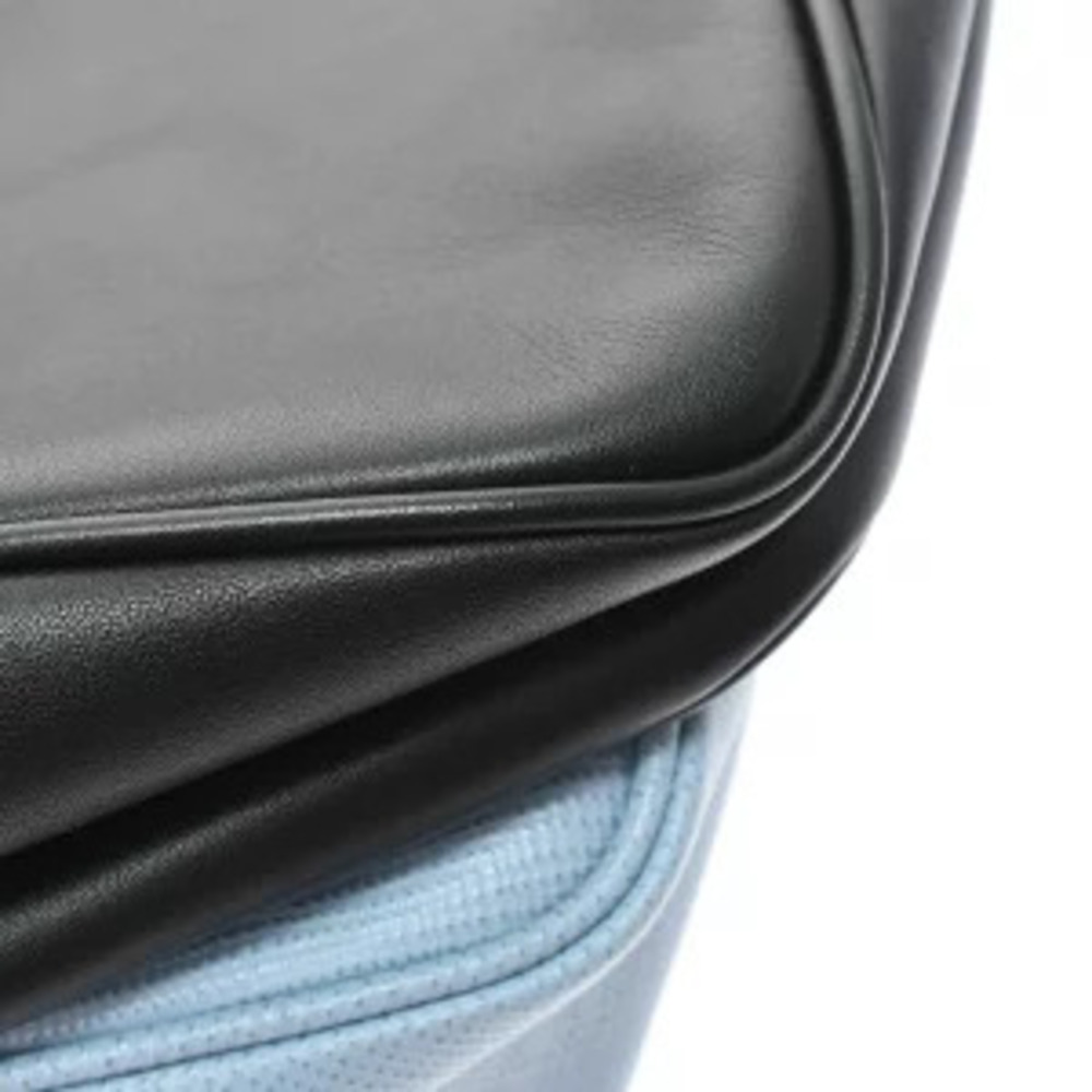 Prada Triangle Shoulder Bag Blue Black Saffiano Leather - Picture 6 of 9